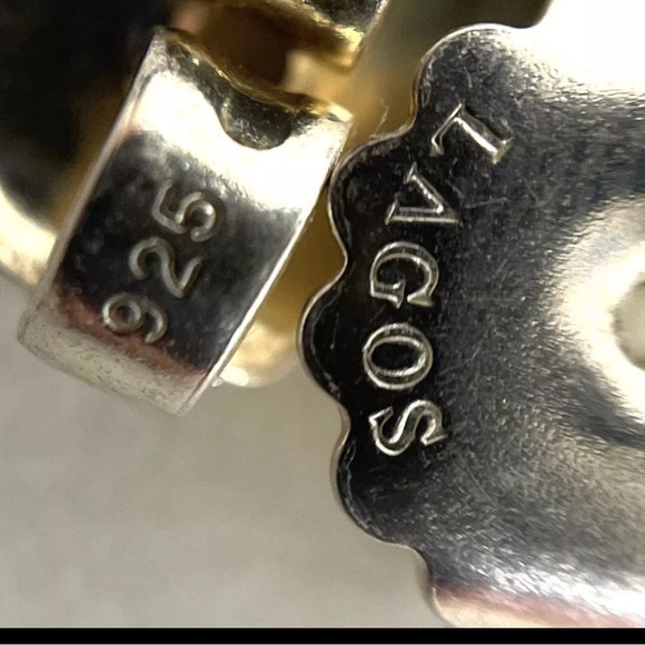 Lagos Sterling Silver Small Caviar Hoop Earrings w/ 14K Gold Posts, 5.45g - Picture 6 of 14